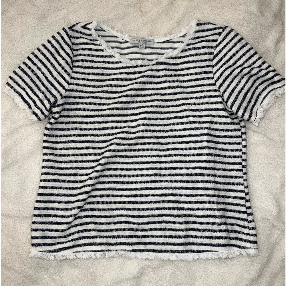 VINTAGE black & white striped blouse